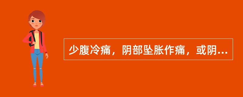 少腹冷痛，阴部坠胀作痛，或阴器收缩引痛，舌淡，苔白润，脉沉紧者，属