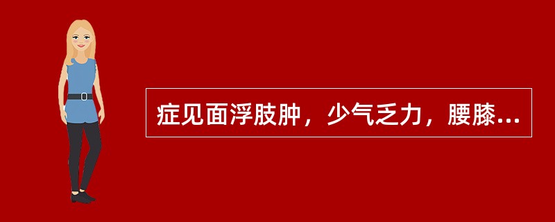 症见面浮肢肿，少气乏力，腰膝酸软易感冒。舌淡，舌苔薄白有齿痕，脉细弱。属（）。