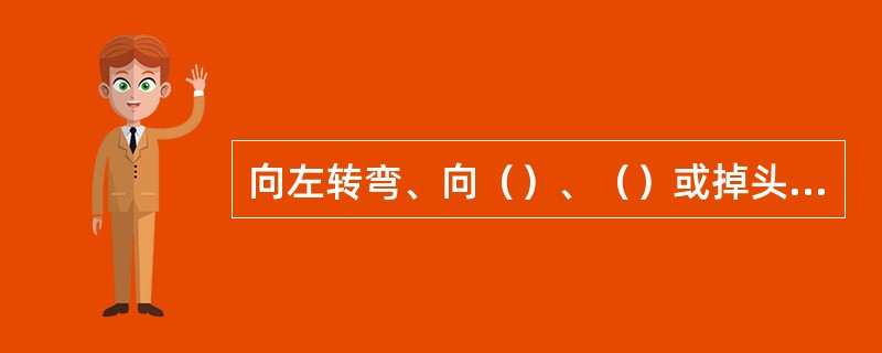 向左转弯、向（）、（）或掉头时开左转向灯。