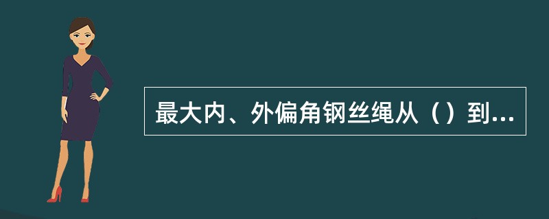 最大内、外偏角钢丝绳从（）到滚筒的直线同钢丝绳在滚筒上最内、最外位置到（）的直线