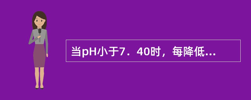 当pH小于7．40时，每降低0．01，则氢离子浓度等于（）