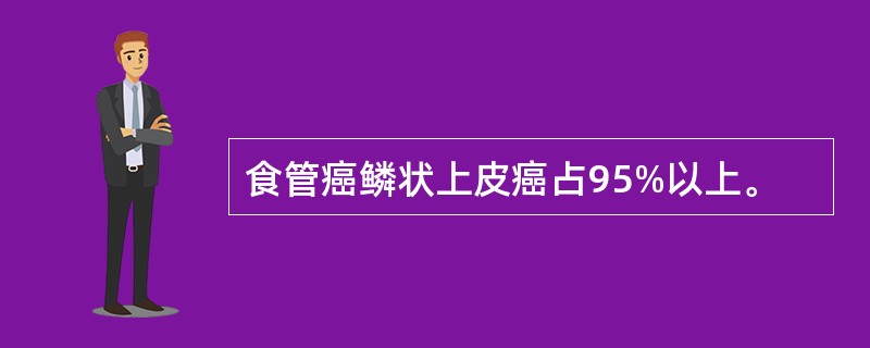 食管癌鳞状上皮癌占95%以上。