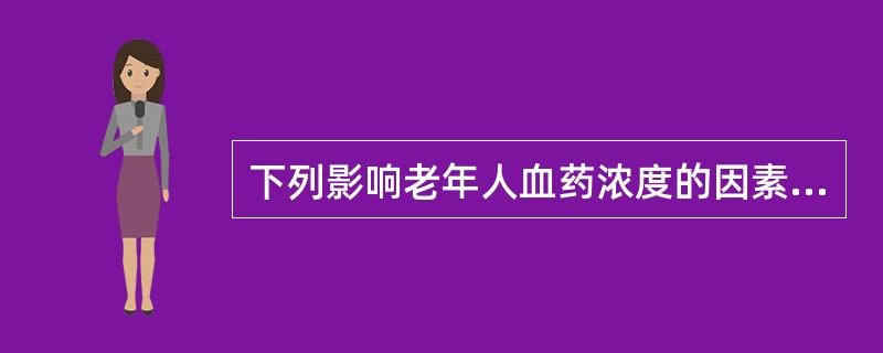 下列影响老年人血药浓度的因素中，叙述错误的是（）。