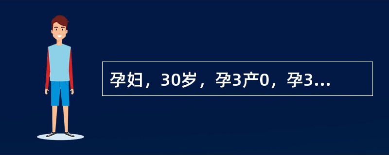 孕妇，30岁，孕3产0，孕33+4。阴道流血12小时入院，无腹胀、腹痛。2周前也