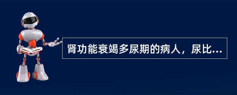 肾功能衰竭多尿期的病人，尿比重为（）。