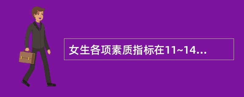 女生各项素质指标在11~14岁时出现第一高峰，在（）时出现第二高峰。