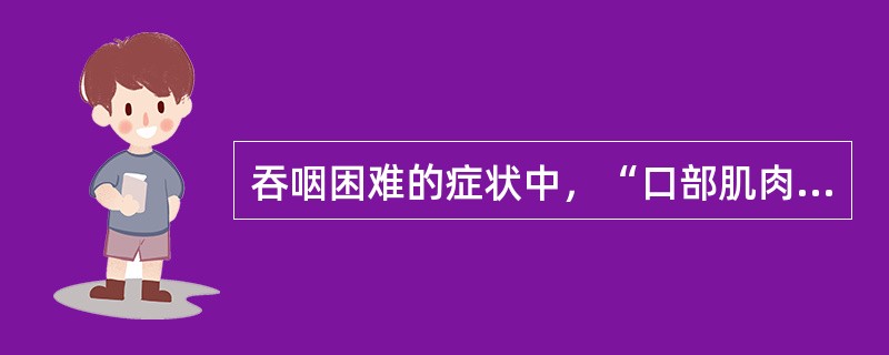 吞咽困难的症状中，“口部肌肉控制减弱，不能缩唇，舌肌运动减弱，不能将口水吞咽”导