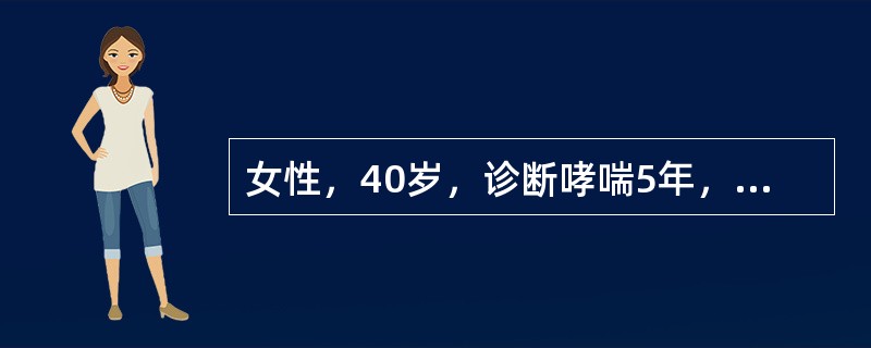 女性，40岁，诊断哮喘5年，近来每当给爱犬洗澡后即出现咳嗽、咳痰伴喘息发作，护士