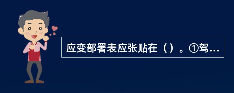 应变部署表应张贴在（）。①驾驶台内②机舱集控室内③餐厅内