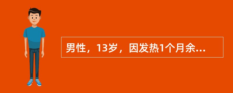 男性，13岁，因发热1个月余就诊，查血常规提示全血细胞减少，肝、脾大，多处触及淋