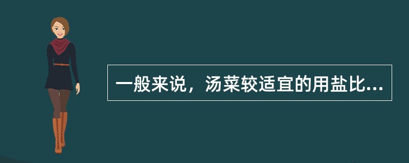 一般来说，汤菜较适宜的用盐比例为（）。