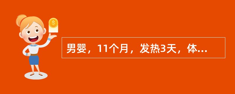 男婴，11个月，发热3天，体温39℃～40℃，流涕，轻咳。查体：一般情况好，除咽