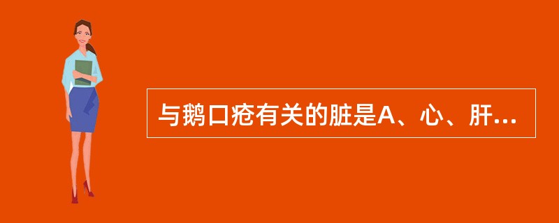 与鹅口疮有关的脏是A、心、肝、脾B、心、肺、脾C、心、肝、肾D、心、脾、肾E、心