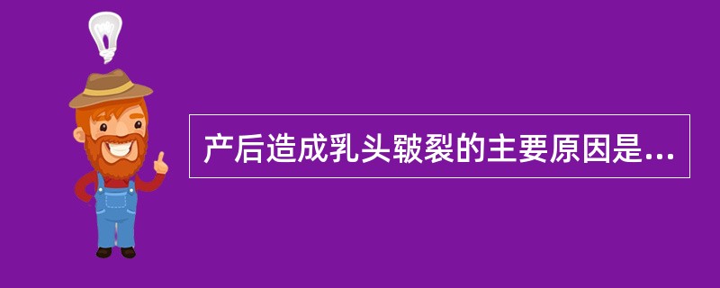 产后造成乳头皲裂的主要原因是A、婴儿用力吮吸B、乳头凹陷C、乳汁过少D、哺乳姿势