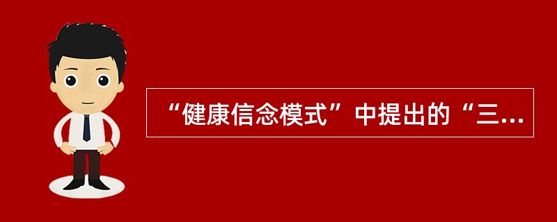 “健康信念模式”中提出的“三方面认识”分别为A、对疾病严重性的认识、对疾病易感性