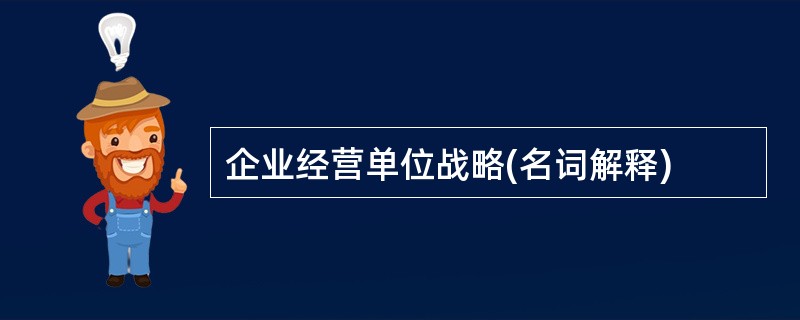 企业经营单位战略(名词解释)