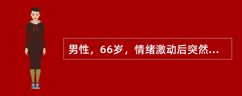 男性，66岁，情绪激动后突然剧烈头痛、头晕、呕吐，随之出现"三偏征"伴瞳孔缩小、