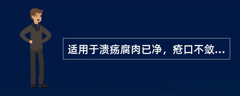 适用于溃疡腐肉已净，疮口不敛者的油膏是A、阳和膏B、冲和膏C、玉露油膏D、生肌白