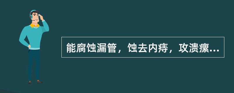 能腐蚀漏管，蚀去内痔，攻溃瘰疬的药物是A、九一丹B、八宝丹C、红灵丹D、阳毒内消