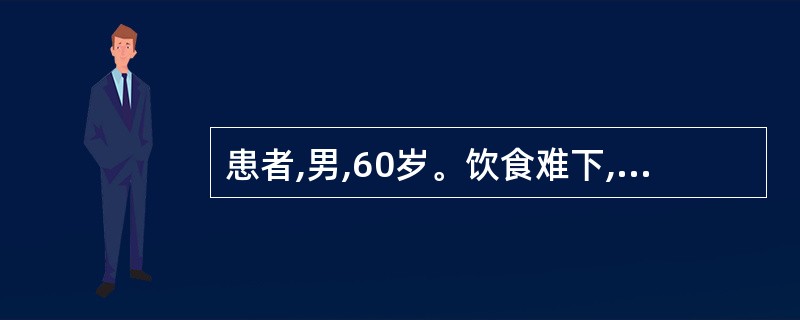 患者,男,60岁。饮食难下,下而复吐出,呕吐物如赤豆汁,胸膈疼痛,肌肤枯槁,形体
