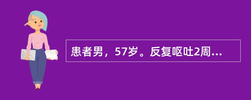 患者男，57岁。反复呕吐2周，呕吐清水痰涎，脘闷不食，头眩心悸，舌苔白腻，脉滑。