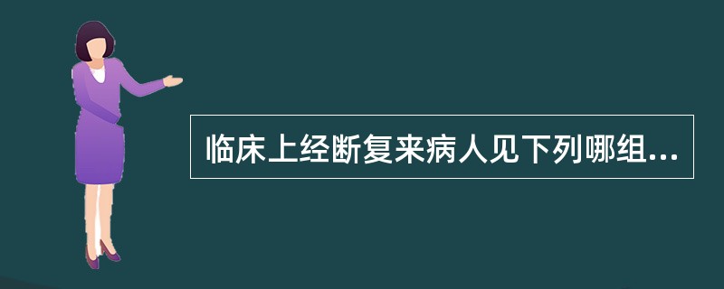 临床上经断复来病人见下列哪组症状属湿毒瘀结证A、经血色淡、质稀B、色鲜红、质稠C