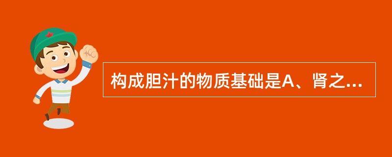 构成胆汁的物质基础是A、肾之精气B、肺之精气C、脾之阳气D、肝之精气E、心之血气