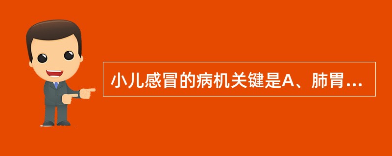 小儿感冒的病机关键是A、肺胃不和B、肺失宣降C、肺卫失宣D、气机不畅E、肺失清肃