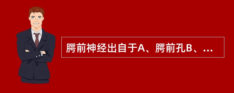 腭前神经出自于A、腭前孔B、腭大孔C、腭小孔D、蝶腭孔E、眶下孔