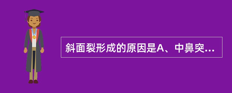 斜面裂形成的原因是A、中鼻突与侧鼻突未联合或联合不全B、中鼻突与上颌突未联合或联