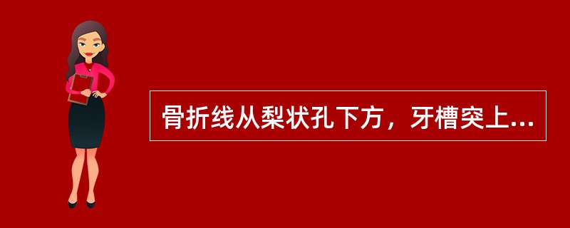 骨折线从梨状孔下方，牙槽突上方两侧水平方向延伸至上颌翼突