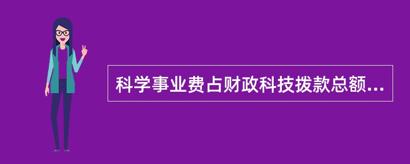 科学事业费占财政科技拨款总额的比重为()