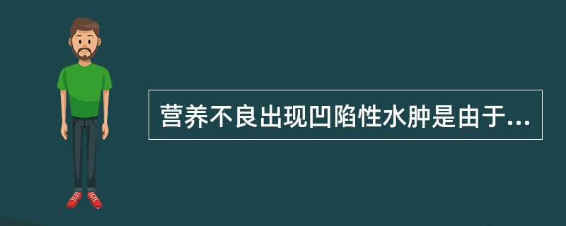 营养不良出现凹陷性水肿是由于缺乏A、糖B、蛋白质C、脂肪D、维生素E、微量元素