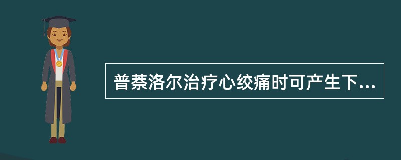 普萘洛尔治疗心绞痛时可产生下列哪一种不利作用A、心收缩力减弱，心率减慢B、心室容