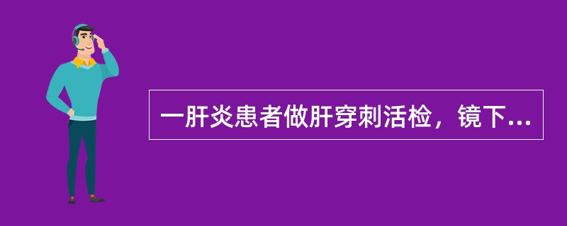 一肝炎患者做肝穿刺活检，镜下见肝细胞点状坏死，门管区见少量淋巴细胞浸润及轻度纤维
