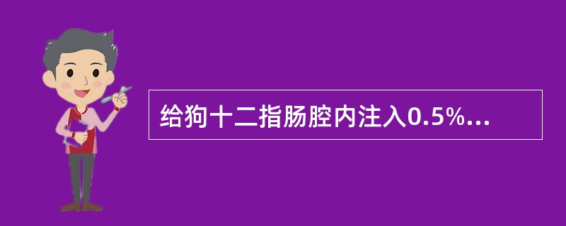 给狗十二指肠腔内注入0.5%盐酸50ml，可引起