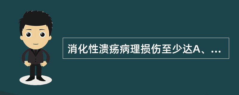 消化性溃疡病理损伤至少达A、黏膜层B、黏膜下层C、肌层D、黏膜肌层E、浆膜层 -