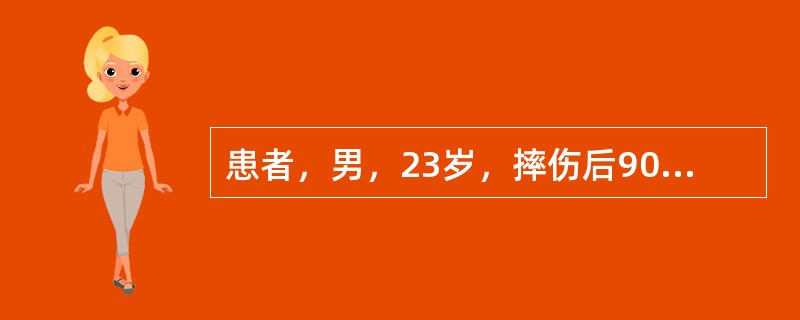 患者，男，23岁，摔伤后90分钟急诊，血压80£¯50mmHg，心率120次£¯