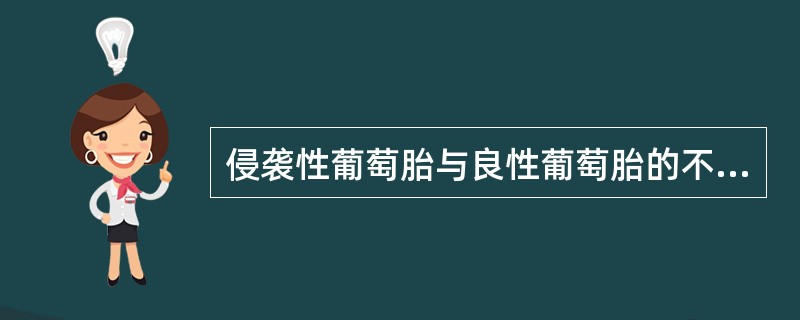 侵袭性葡萄胎与良性葡萄胎的不同点是A、胎盘绒毛间质水肿B、滋养层细胞增生C、绒毛
