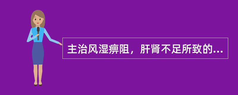 主治风湿痹阻，肝肾不足所致的痹病，症见肢体拘挛、手足麻木、腰腿酸痛 A．天麻丸（