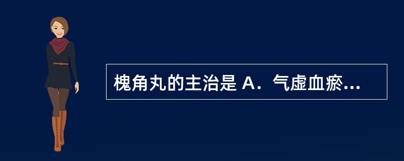 槐角丸的主治是 A．气虚血瘀所致的中风 B．瘀血痹阻致眩晕头痛，经期腹痛 C．气