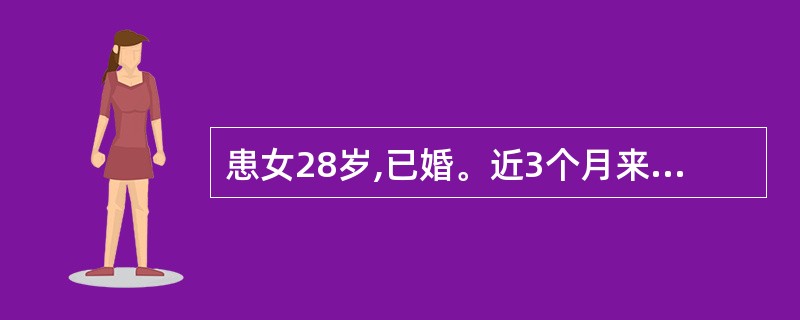 患女28岁,已婚。近3个月来月经10~2天£¯23~27天,经量每次用卫生巾l2