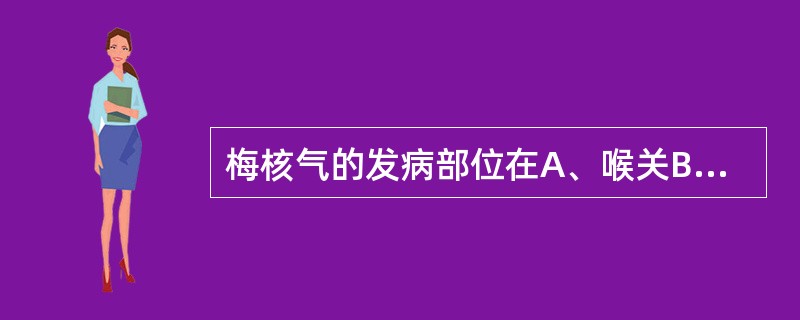 梅核气的发病部位在A、喉关B、咽部C、颈前下方D、气道E、食道