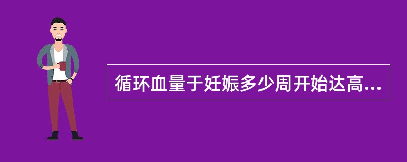 循环血量于妊娠多少周开始达高峰？( )