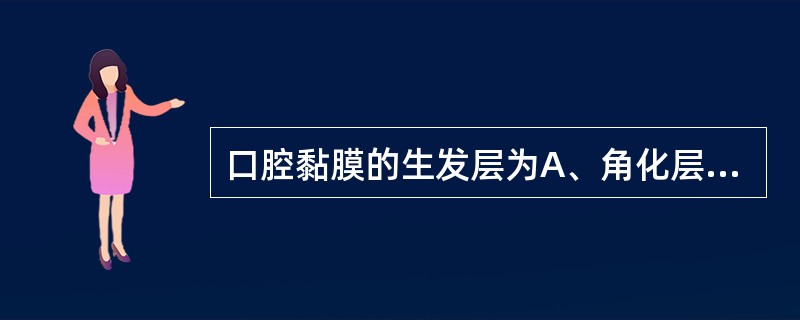 口腔黏膜的生发层为A、角化层和粒层B、粒层和棘细胞层C、棘层和基底层D、基底层和