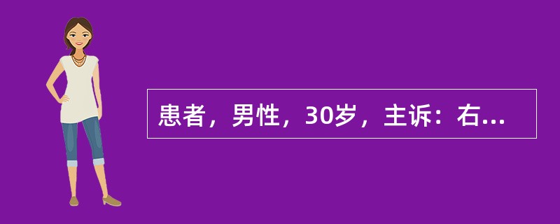 患者，男性，30岁，主诉：右下后牙牙龈反复肿痛3月余。临床检查：右下5缺失，右下