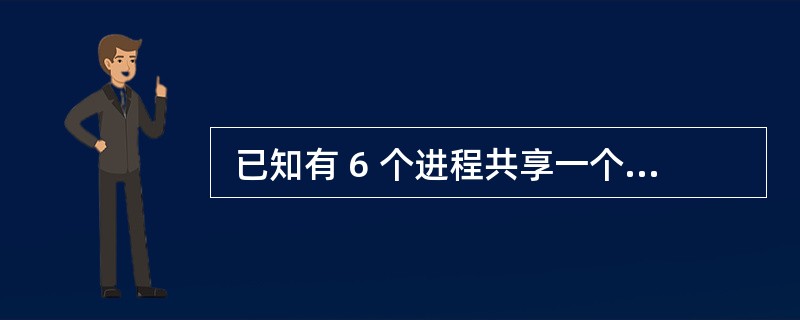  已知有 6 个进程共享一个互斥段,如果最多允许 3 个进程同时进入互斥段,则