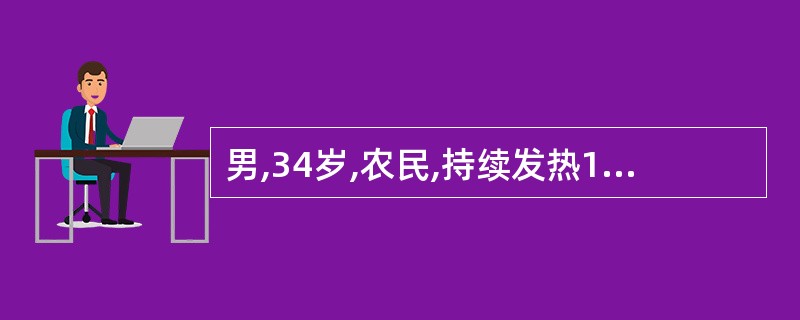 男,34岁,农民,持续发热13天,伴腹泻7天,大便稀,4~5次£¯天。4小时前突