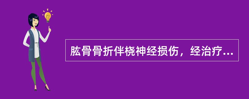 肱骨骨折伴桡神经损伤，经治疗伸腕、伸指肌已有部分神经支配，肌力恢复到1级，为了提