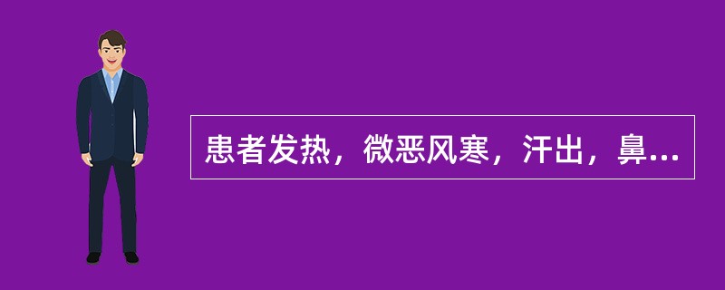 患者发热，微恶风寒，汗出，鼻塞流黄涕，痰黄质稠，咽喉肿痛明显，口渴，苔黄，脉浮数